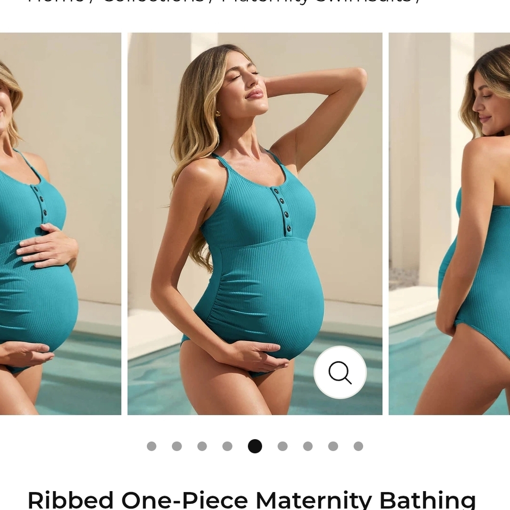 Teal Ribbed Maternity One-Piece Swimsuit